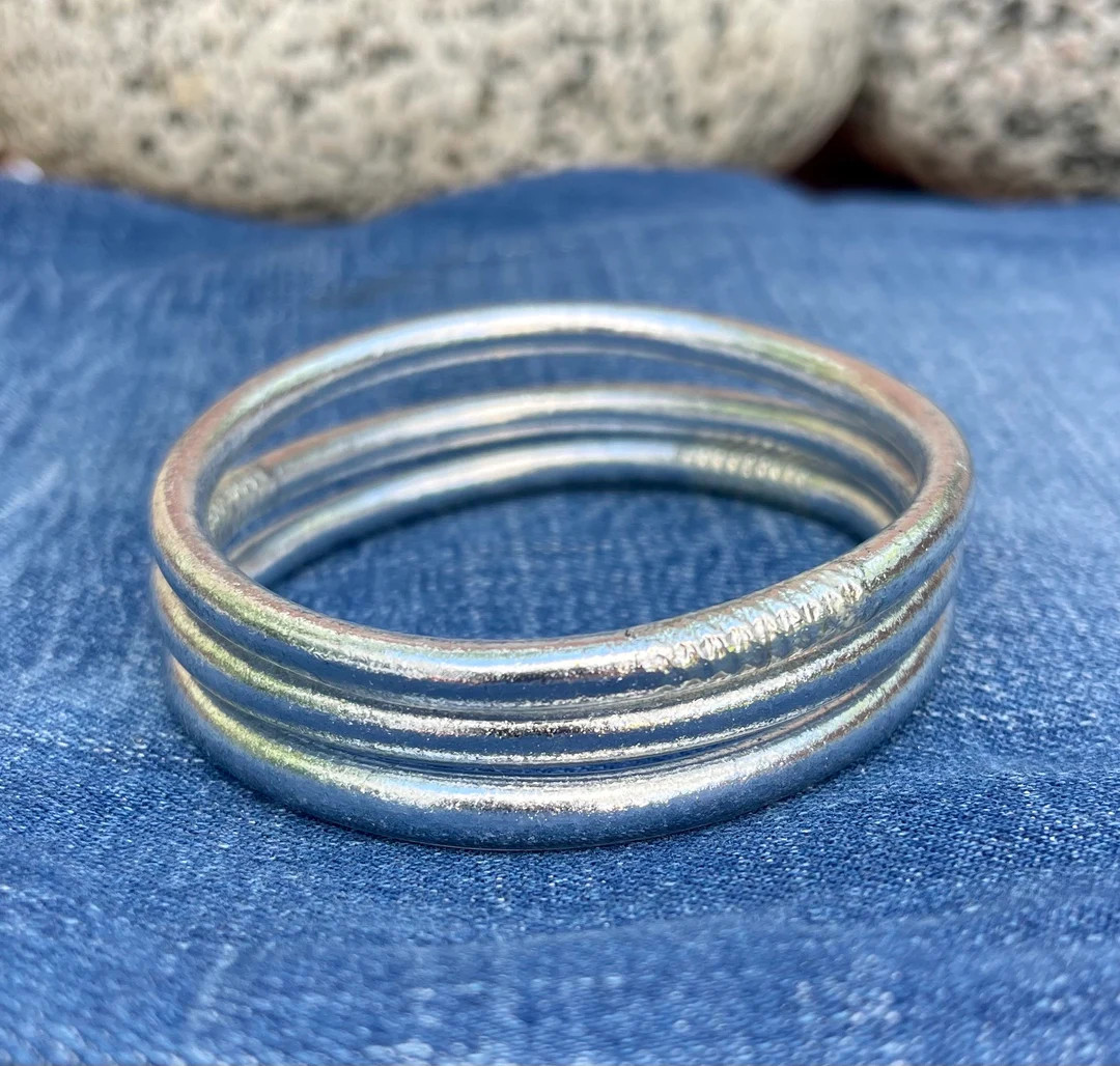 SHINY SILVER THICK Designl Bracelets Temple Jewellery - Etsy | Etsy (US)