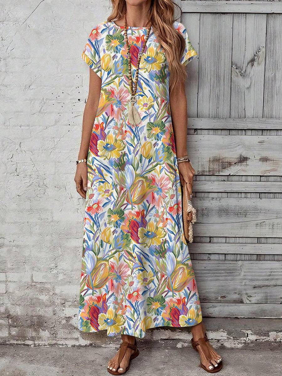 EMERY ROSE Plus Size Women Floral Print Casual Party Dress Floral Summer Dresses For Women Women ... | SHEIN
