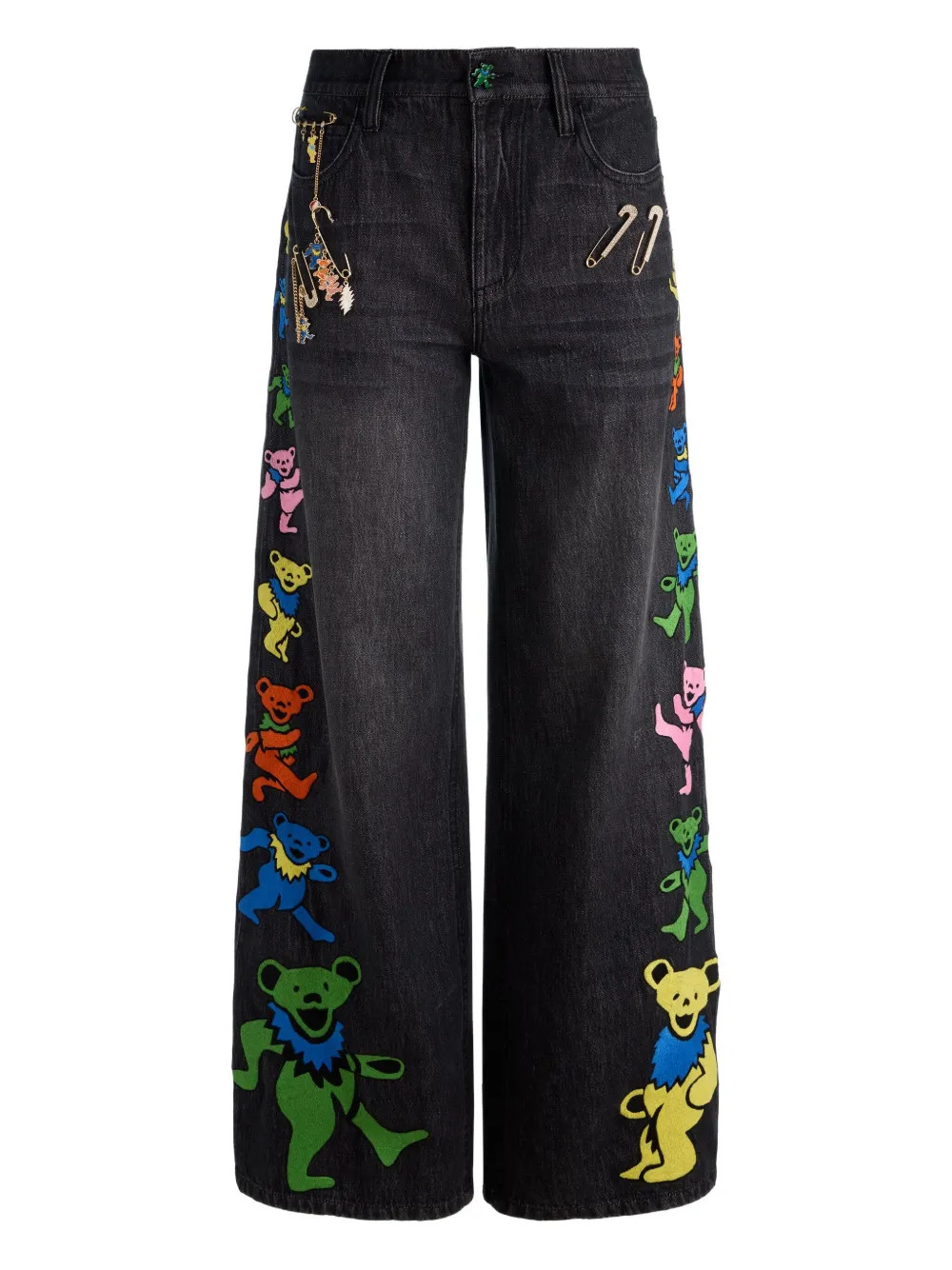 Alice + Olivia Amazing embroidered-patches Jeans | Black | FARFETCH UZ | Farfetch Global