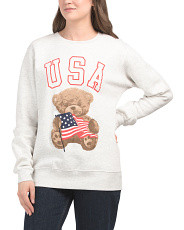 Teddy Bear Usa Crew Neck Sweatshirt | Juniors | Marshalls | Marshalls