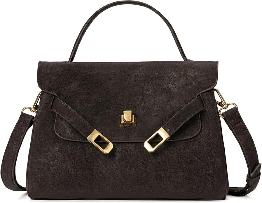 ALEX & MIA Women’s Suede Top Handle Handbag with Detachable Shoulder Strap – Elegant Flap Cro... | Amazon (US)