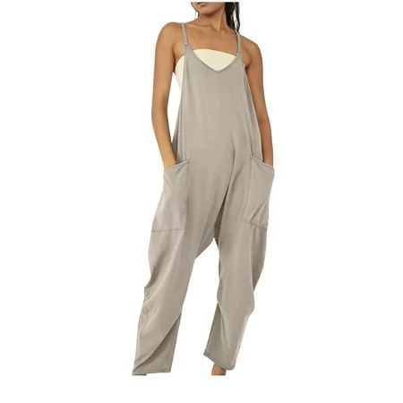 Lolmot Women s Casual Sleeveless Jumpsuits Spaghetti Strap Hot Shot Onesie Loose Long Harem Pants Ro | Walmart (US)