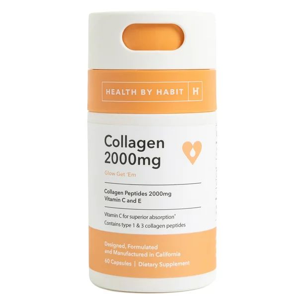 Health By Habit Collagen Supplement, Collagen Peptides 2000mg, 60 Capsules - Walmart.com | Walmart (US)