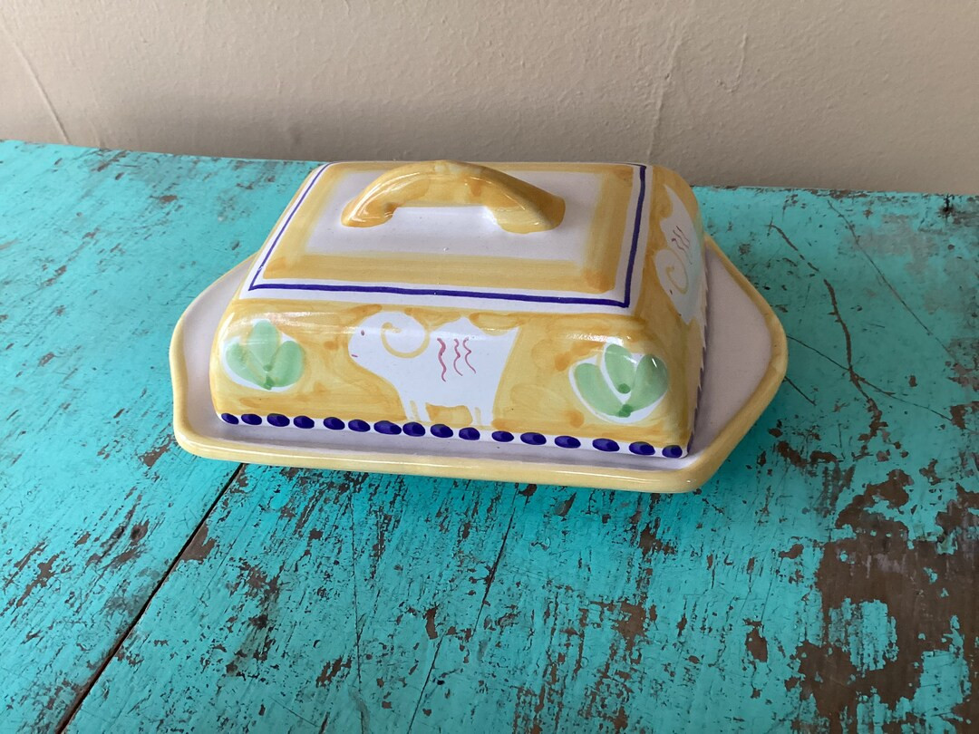 Vintage VIETRI SOLIMENE Italian Hand Painted Ram Butter Dish With Cover Made in Italy EUROPEAN - ... | Etsy (US)