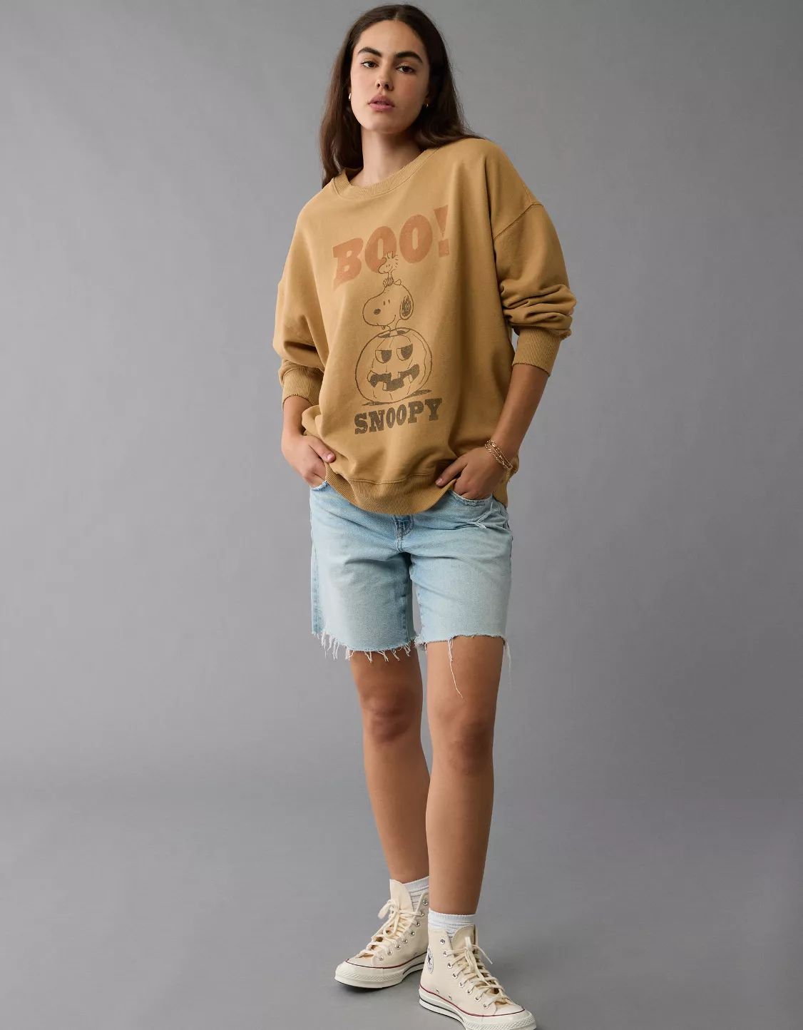 AE Halloween Oversized Graphic Crew Neck Sweatshirt | American Eagle Outfitters (US & CA)