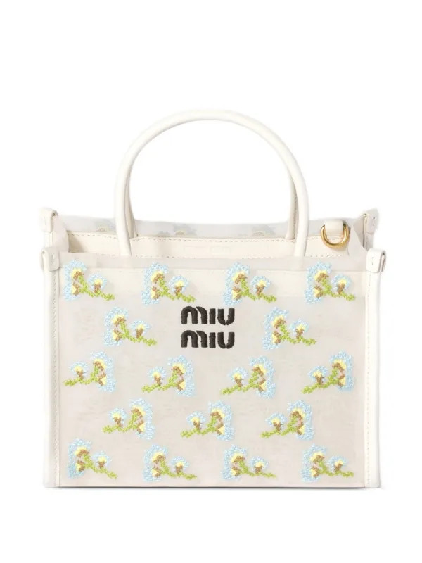 embroidered mesh top-handle bag | Farfetch Global