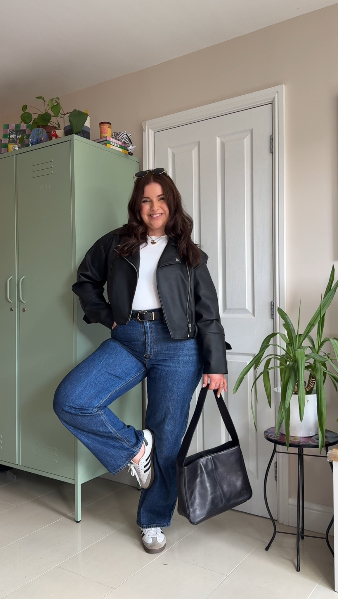 I wear a 14 in the jacket and a 31S in the jeans! I’m 5’4 and usually wear a UK14 ✨

Black biker jacket, black jacket, faux leather jacket, Abercrombie jeans, autumn outfit, casual autumn outfit, basic outfit, adidas sambas, dark denim jeans

#LTKuk #LTKmidsize #LTKautumn
