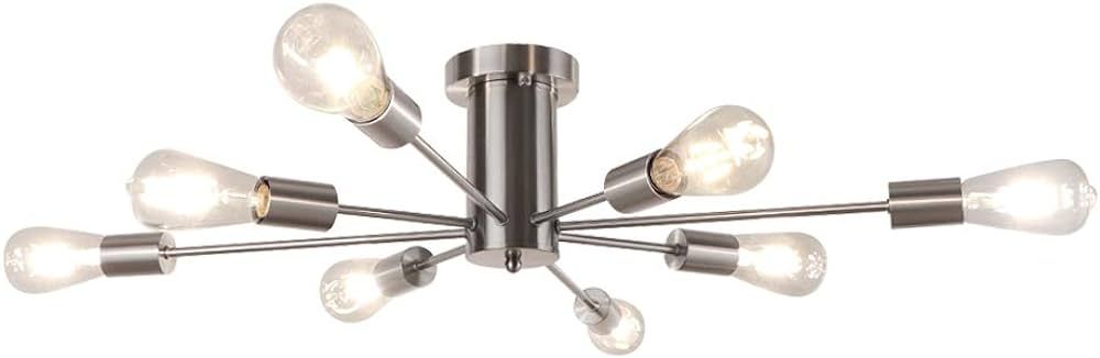 LynPon Sputnik Ceiling Light Fixture, 8 Lights Semi Flush Mount Chandelier Brushed Nickel Kitchen... | Amazon (US)