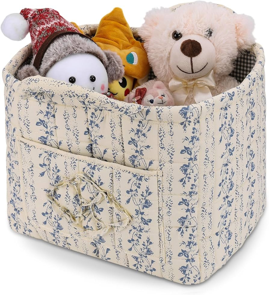 Storage Basket Boho Fabric Large Collapsible Floral Laundry Nursery Hamper Portable Folding Stora... | Amazon (US)