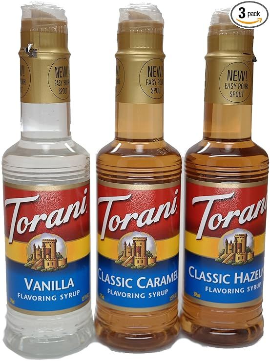 Torani Vanilla, Classic Hazelnut, & Caramel 12.7 Oz (Variety Pack of 3) | Amazon (US)