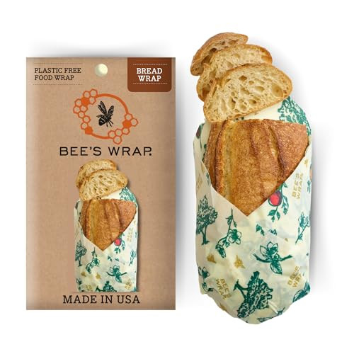 Bee's Wrap Reusable Beeswax Food Wraps Made in the USA, Eco Friendly Beeswax Wraps for Food, Sustainable Food Storage Containers, Organic Cotton Food Wrap, XL Bread Wrap for Homemade Bread | Amazon (US)
