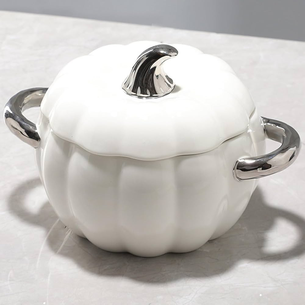 Pumpkin Ceramic Bowl with Lid, 2L Ceramic Soup Tureen Cute Bowl with Handle, Dessert or Soup Bowl... | Amazon (US)