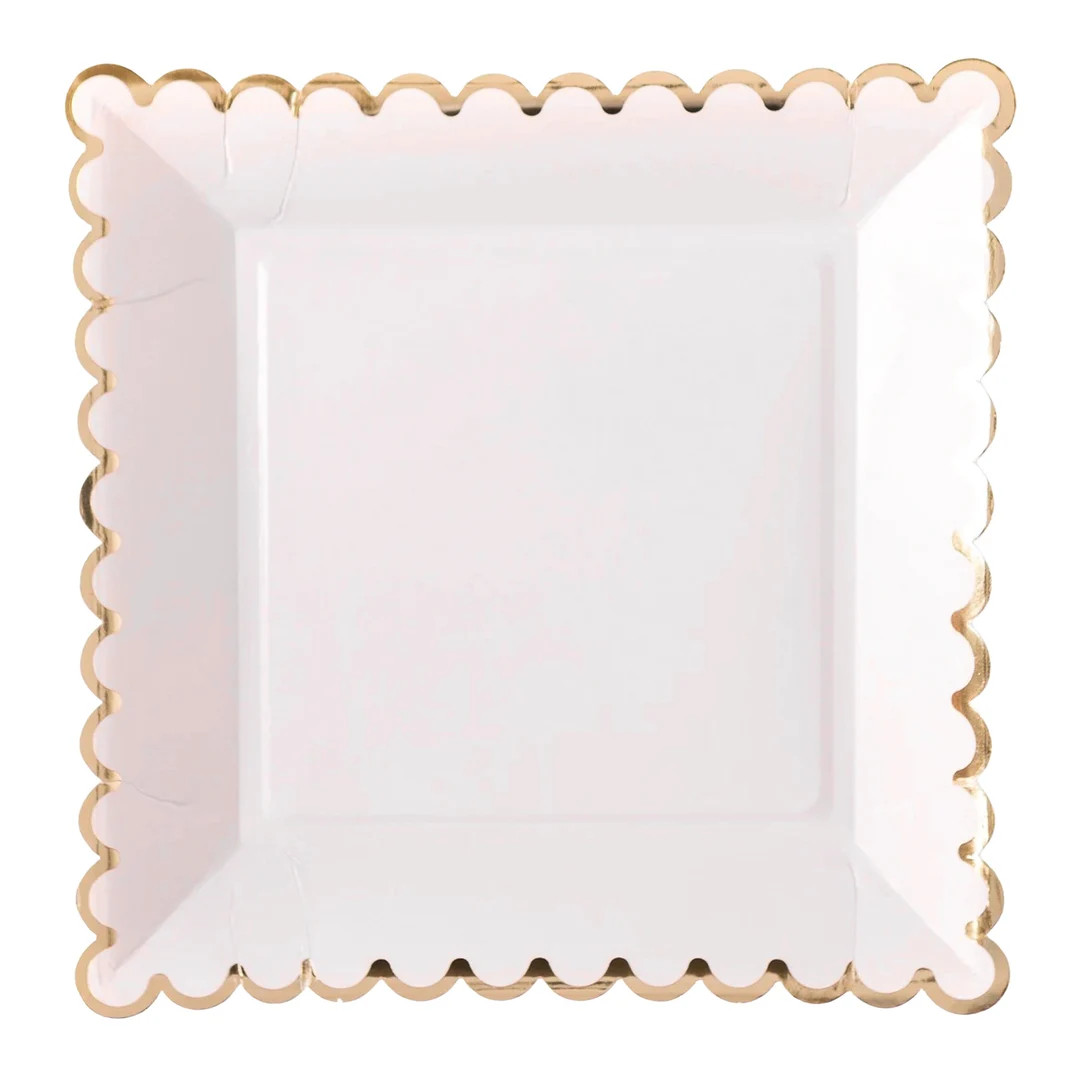 Blush Pink Scalloped Square Lunch Plates 8ct  Mother's - Etsy | Etsy (US)