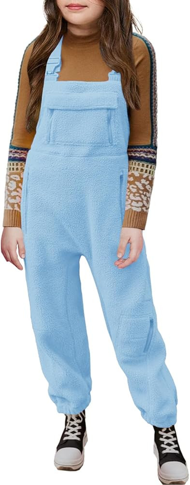 Meikulo Girls Fleece Overalls Kids Warm Winter Loose Casual Jumpsuits with Pockets 5-14 Years | Amazon (US)
