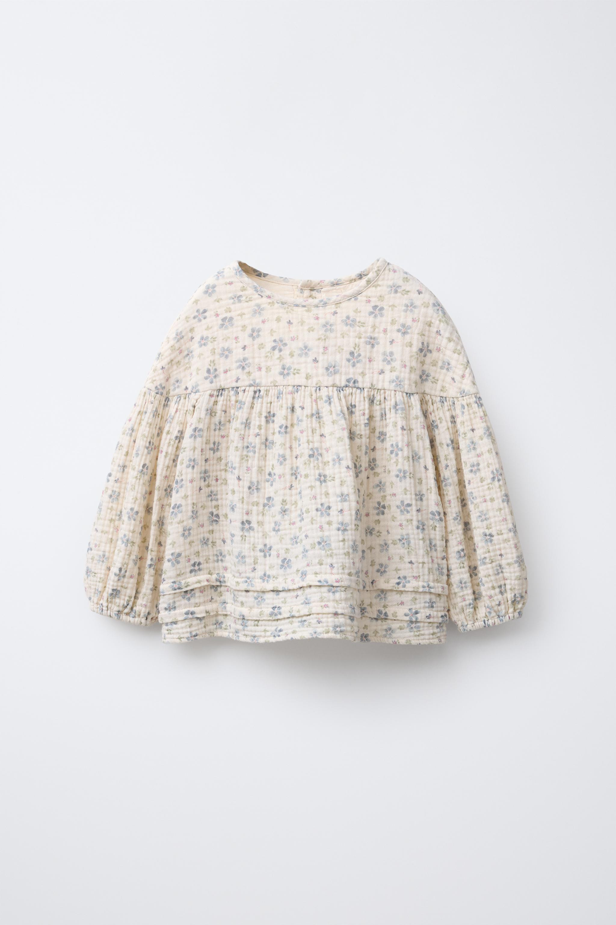 COTTON GAUZE FLORAL PRINT BLOUSE | Zara US