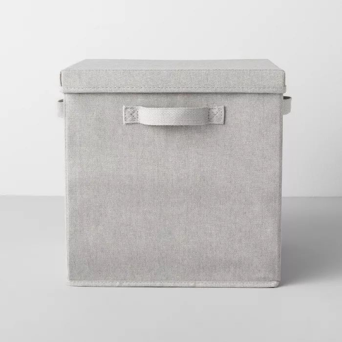 13"x13"x13" Deep Fabric Bin With Lid Light Gray - Made By Design™ | Target