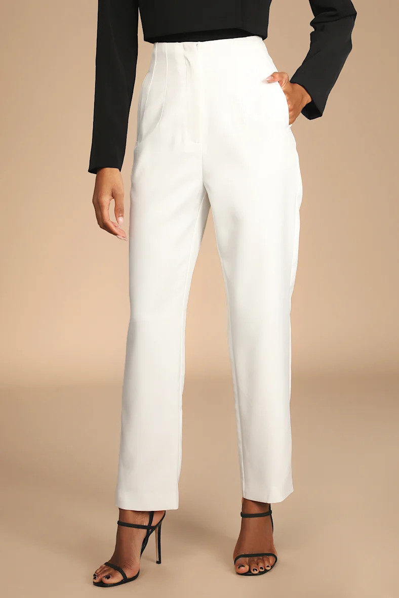 Build Your Dreams Ivory Straight Leg Trouser Pants | Lulus (US)
