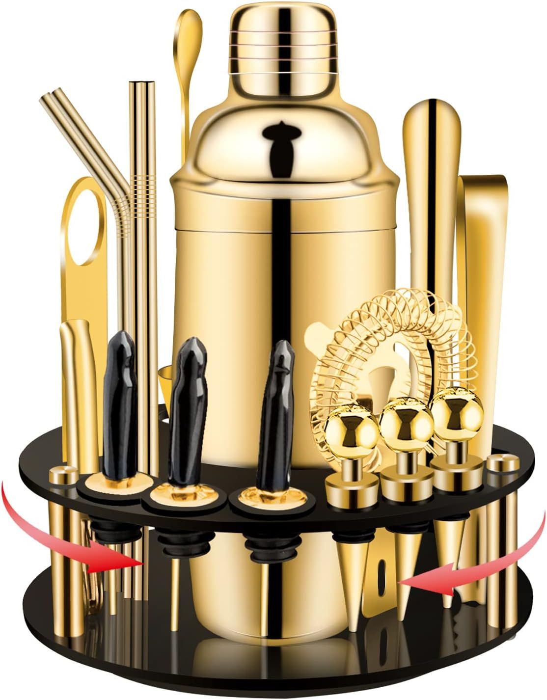 X-cosrack 19-Piece Bar Set,Gold Cocktail Shaker Set for Drink Mixing:Stainless Steel Bar Tools wi... | Amazon (US)