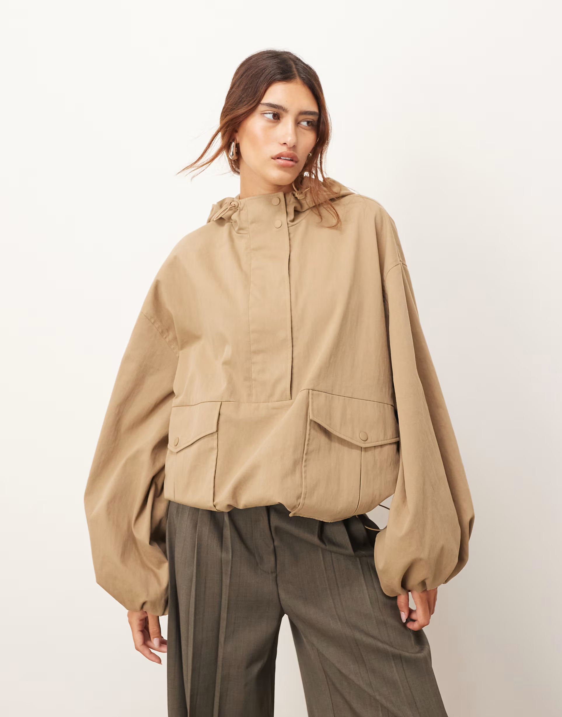ARRANGE bubble hem windbreaker jacket in stone | ASOS | ASOS (Global)