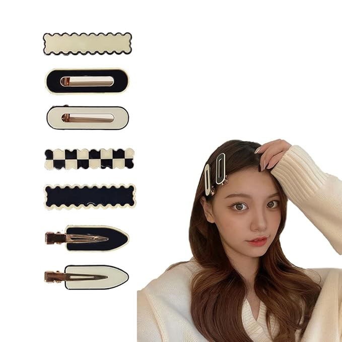 Hair Clips Barrettes for Women Girls White Black Large Hair Clips No Bend Hair Clips No Crease Duckb | Amazon (US)