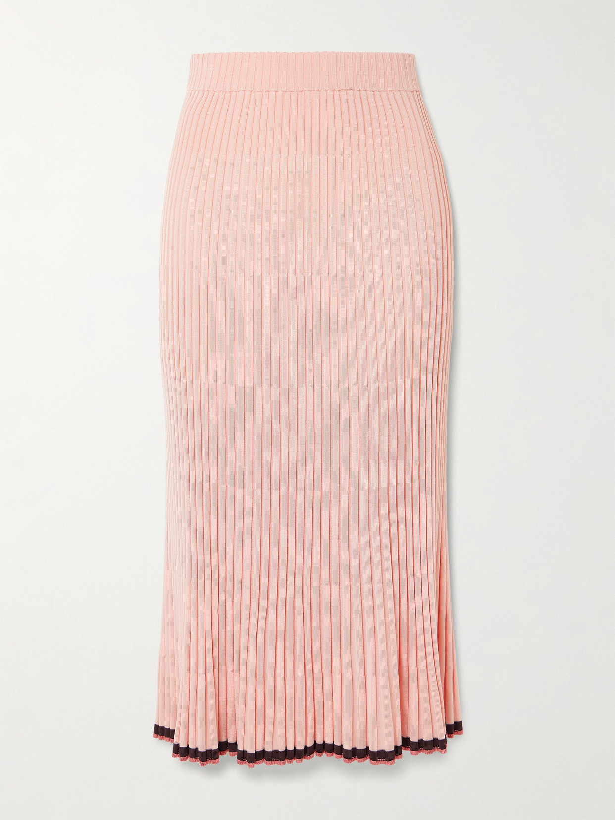 Zimmermann - Pleated Ribbed-knit Midi Skirt - Pink | NET-A-PORTER (US)