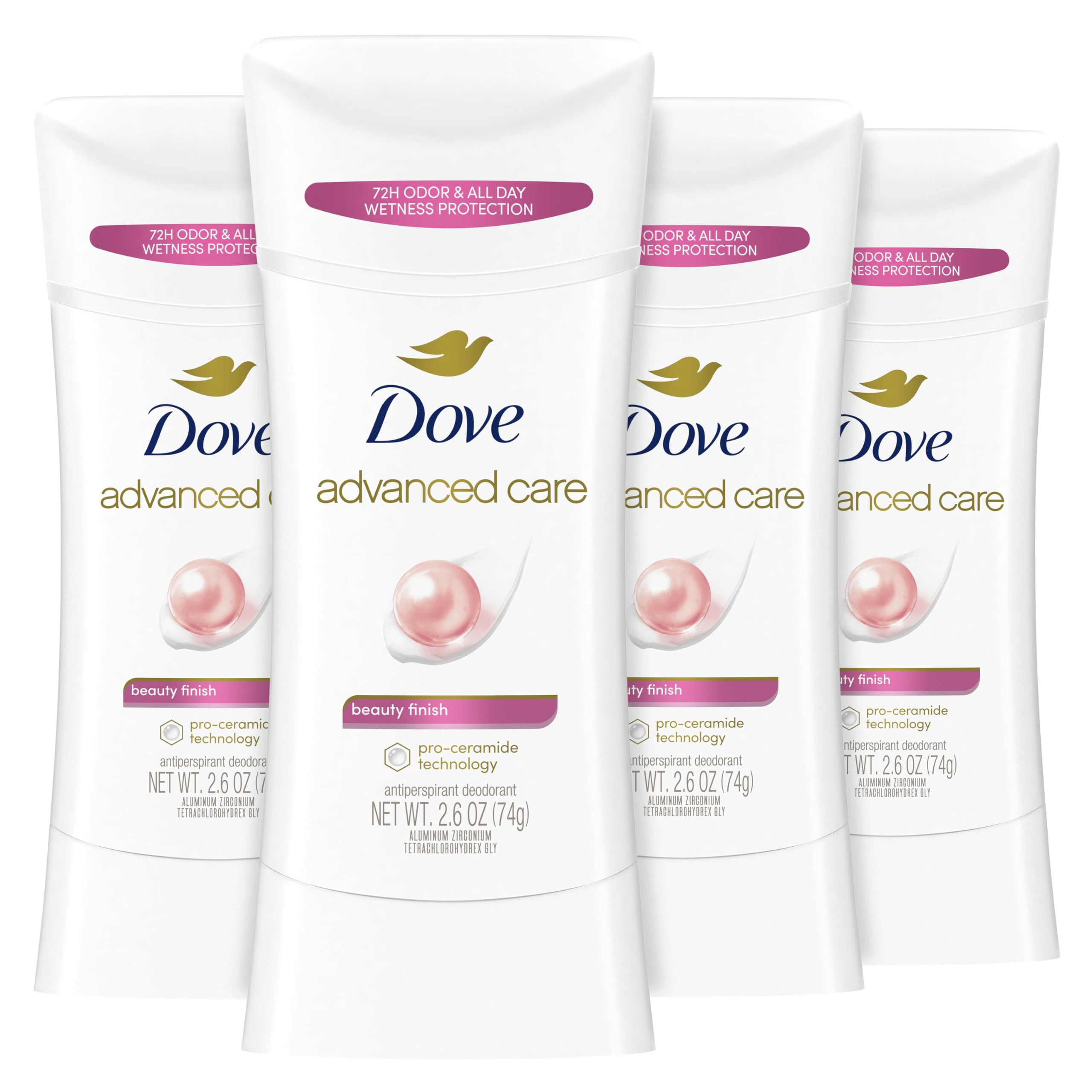 Dove Advanced Care Antiperspirant Deodorant Stick Beauty Finish 4 Count for helping your skin bar... | Amazon (US)