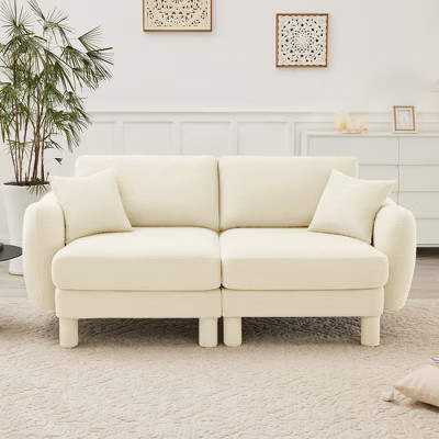 GDFStudio Serena Modern 78'' Boucle Uphostered Sectional Loveseat with Thick Cushions, Beige | Target