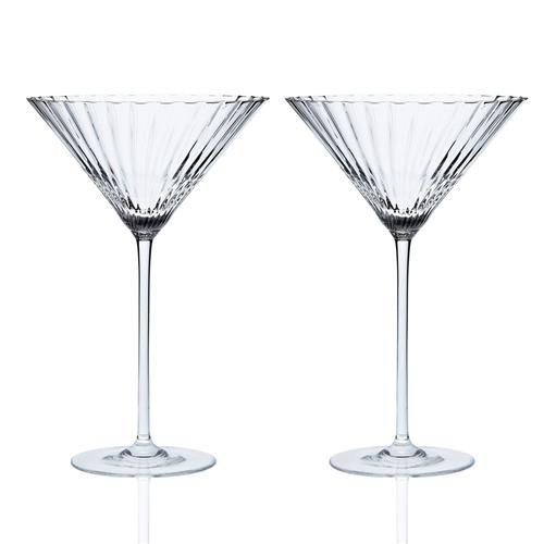 Caskata Quinn Modern Classic Clear Martini Glass - Set of 2 | Kathy Kuo Home