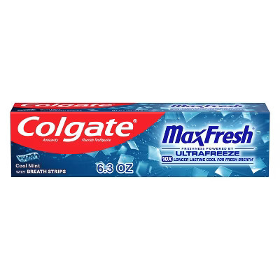 Colgate Max Fresh Toothpaste with Mini Breath Strips Cool Mint - 6.3oz | Target