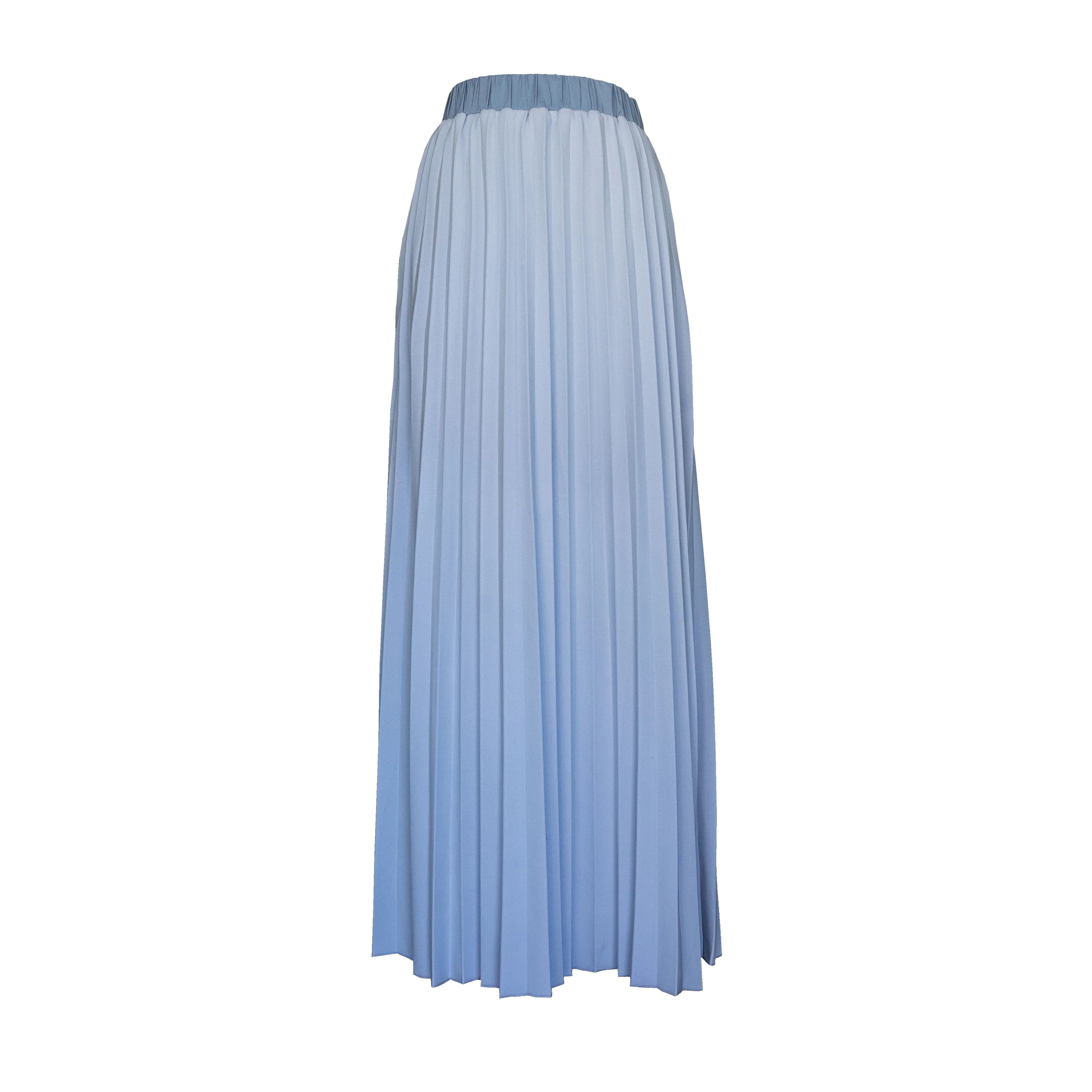 Pleated Fleece Skirt, Light Blue | The Avenue