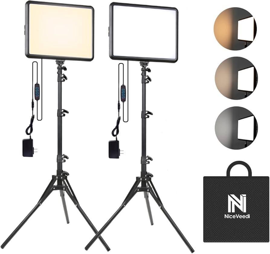 2-Pack Photography Lighting Kit, NiceVeedi 22W LED Video Light Kit, 2900-7000K Dimmable Studio Li... | Amazon (US)