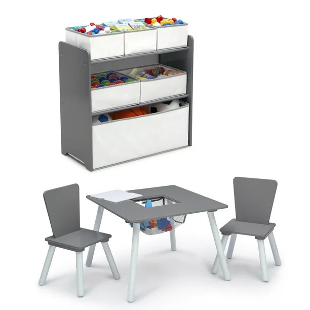 Delta Children 4-Piece Toddler Playroom Set, Grey/White | Walmart (US)