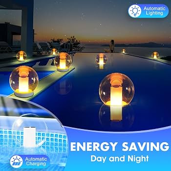Floating Pool Lights, Waterproof Solar Flame Floating Lights, Round Pool Lights Solar Powered,Glo... | Amazon (US)