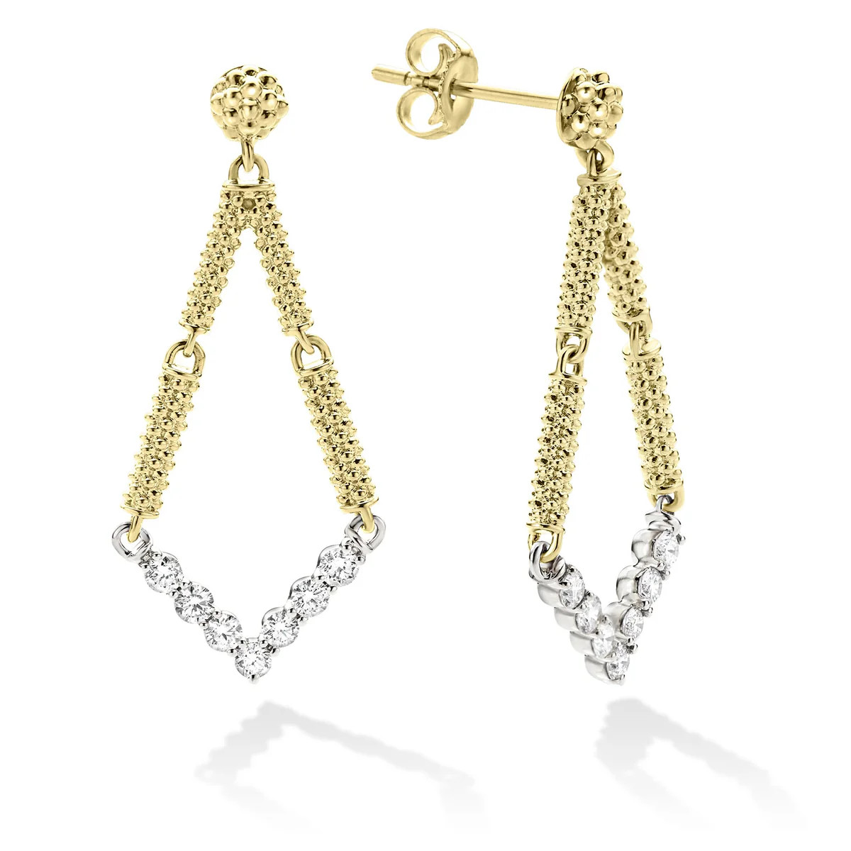 Signature Caviar Petite Superfine Diamond Drop Earrings | LAGOS