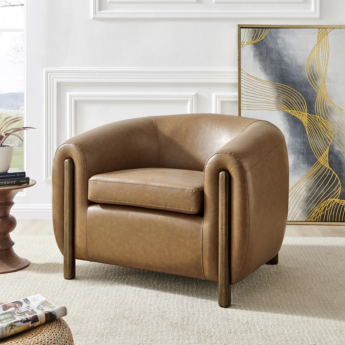 Leamon Fire-Resistant Upholstered Barrel Chair | Wayfair North America