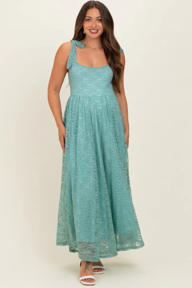Mint Sleeveless Lace Maternity Maxi Dress | PinkBlush Maternity