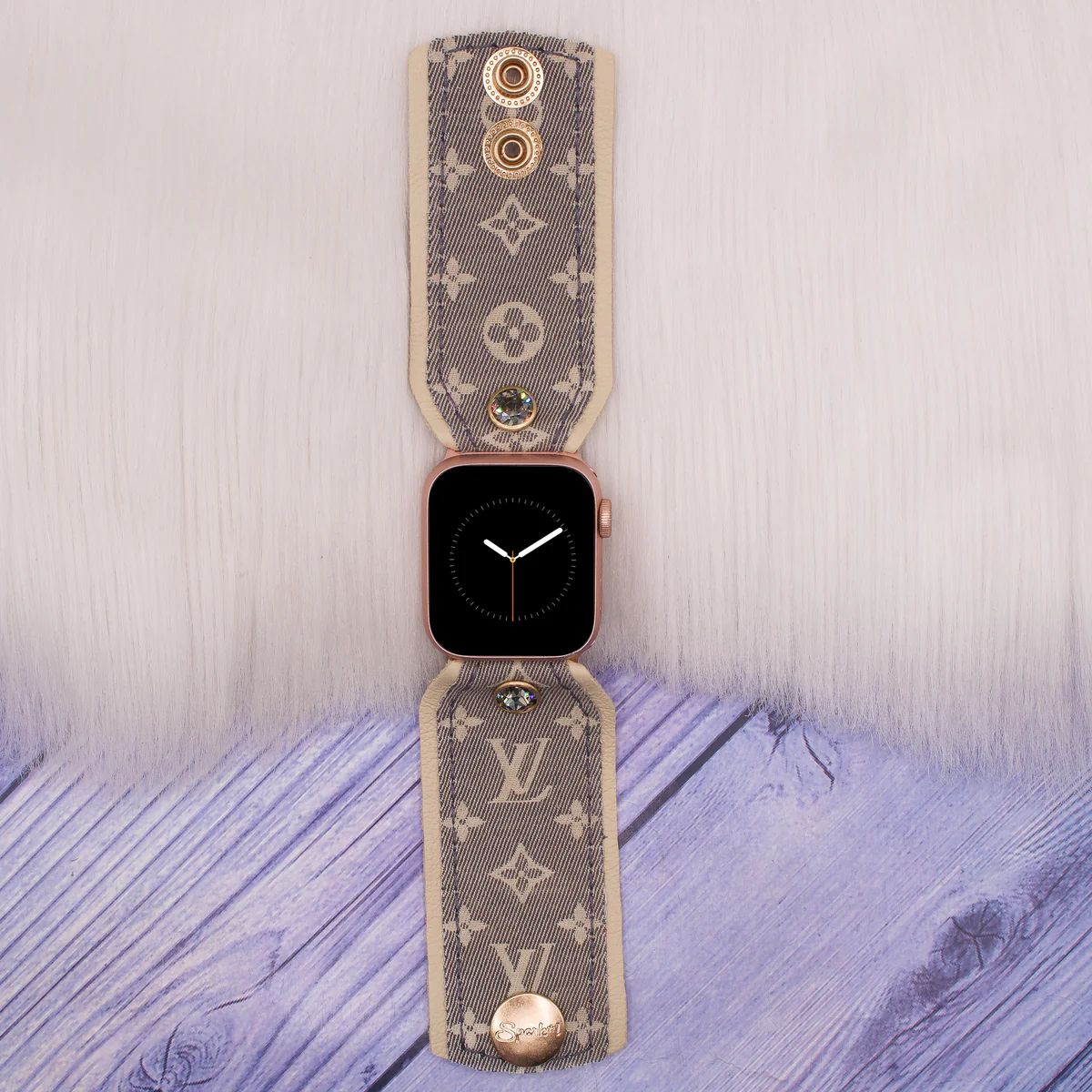 Upcycled LV Blue Encre Mini Lin Customizable Watchband | Spark*l
