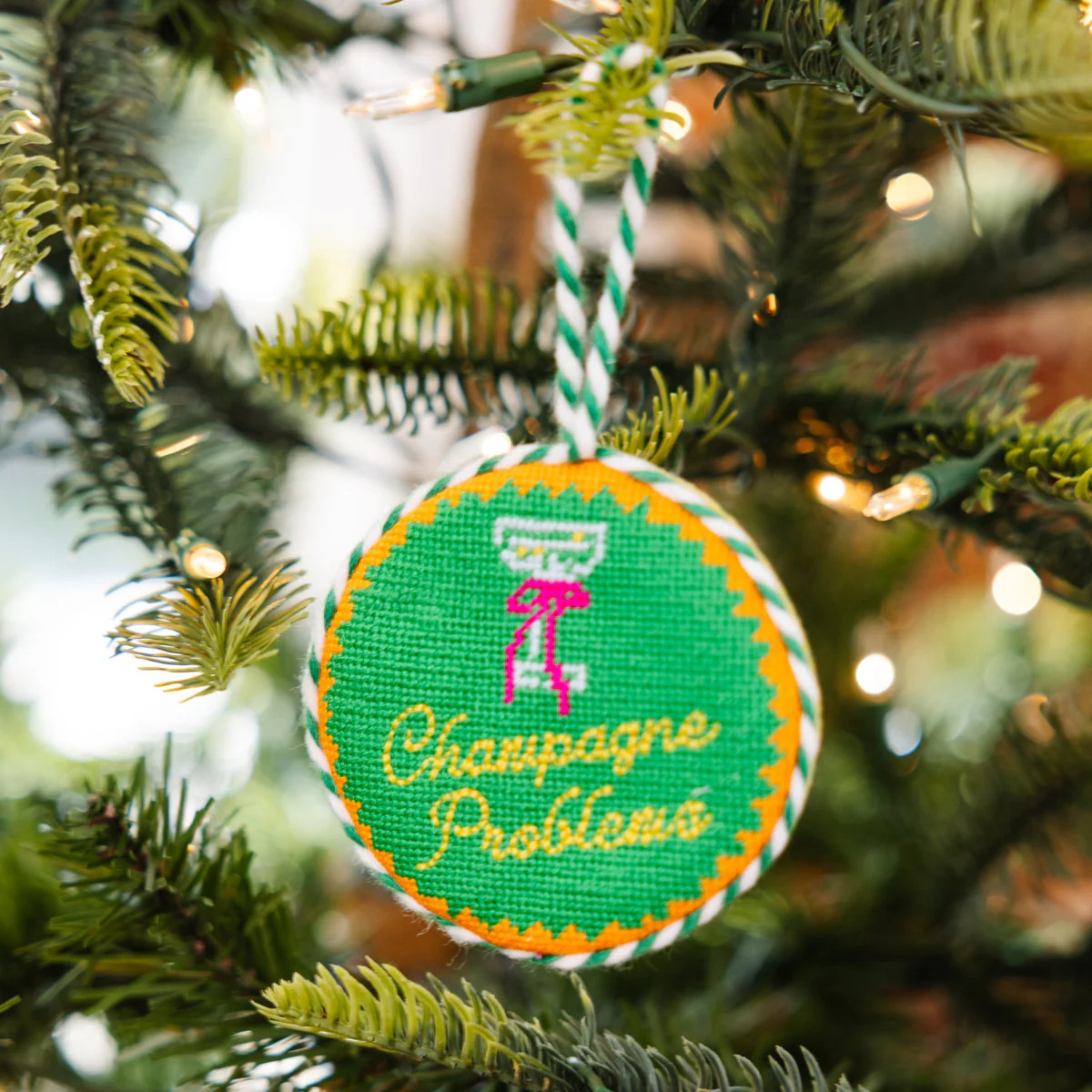 Furbish Studio Needlepoint Ornament - Needlepoint Ornament - Champagne Problems | Furbish Studio