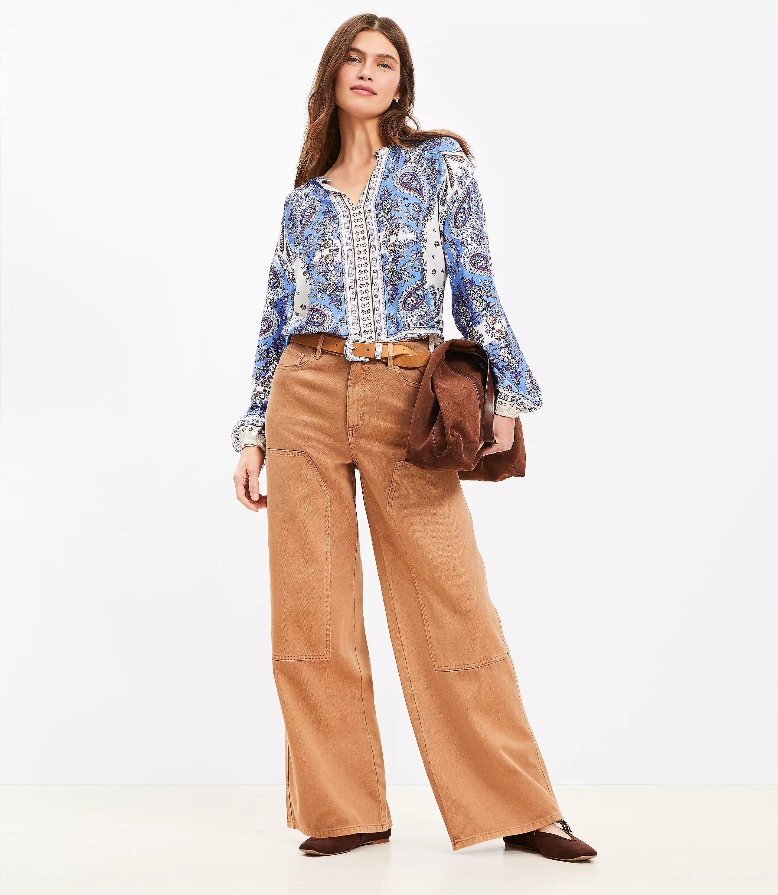 Wide Leg Carpenter Pants in Twill | LOFT