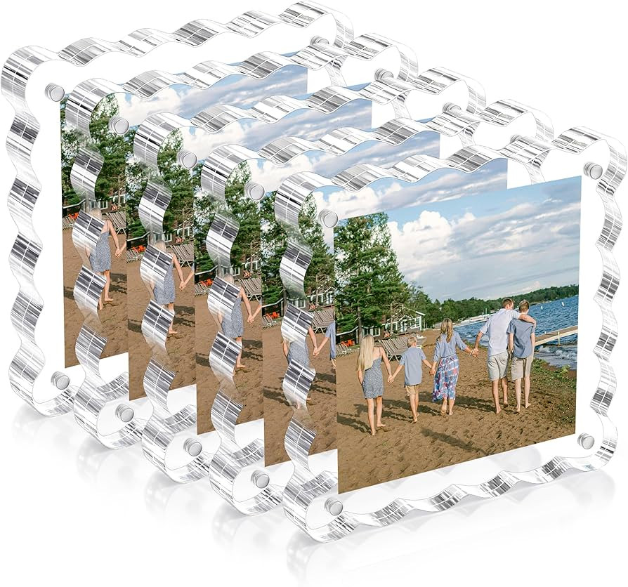 eletecpro 4x4 Clear Acrylic Picture Frame Set of 5, Double-sided Frameless Magnetic Frames Displa... | Amazon (US)