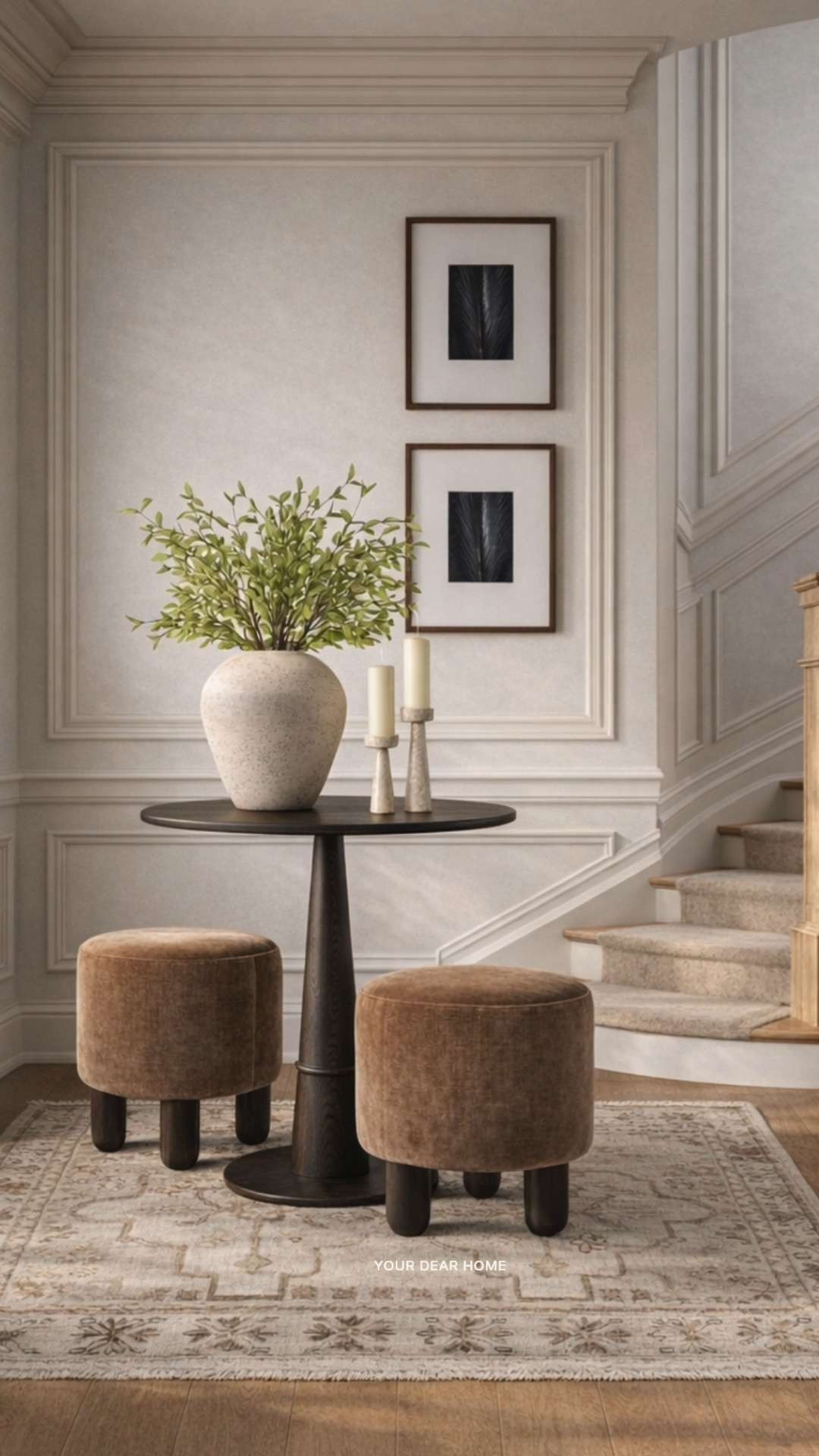 This one feels a little softer and more inviting. The rounded stools paired with the darker table bring in that balance of structure and comfort that makes the whole setup feel more lived in. 

 #LTKHome
