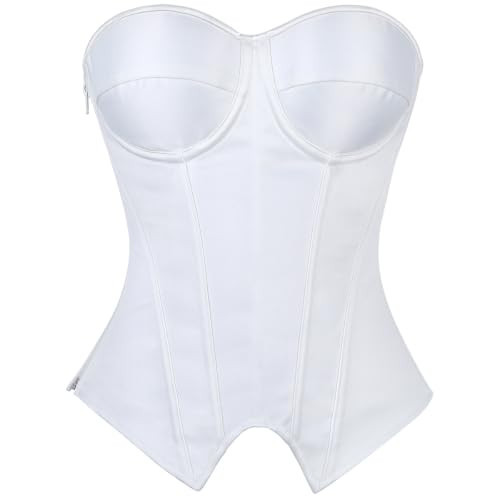White Corset Tops for Women Satin Strapless Bustier Lace Up Going Out 2XL | Amazon (US)