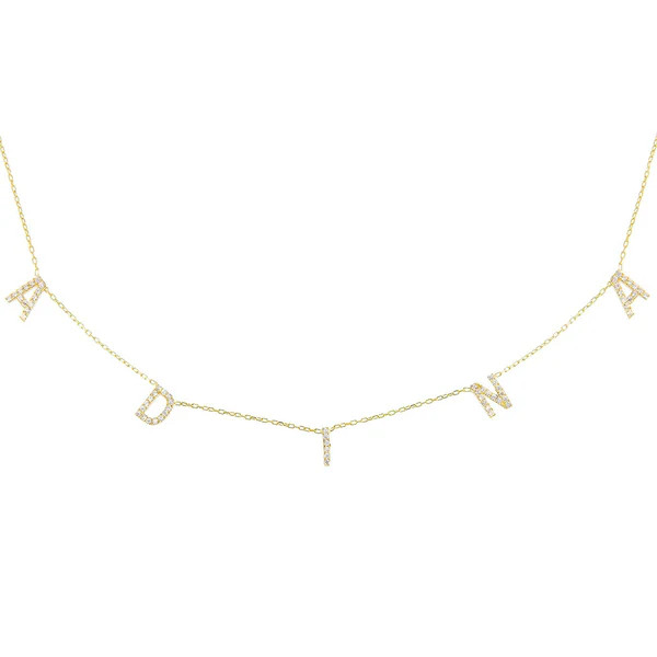 Pavé Block Name Necklace | Adina Eden