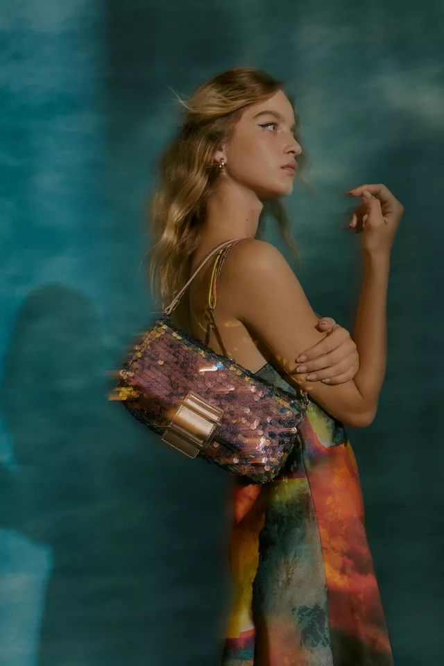 Hannah Sequin Flap Baguette Bag | Urban Outfitters (US and RoW)