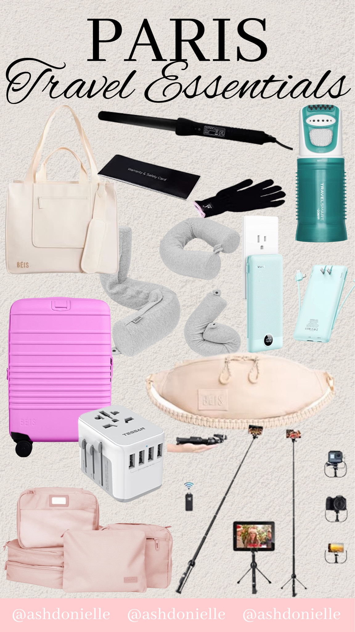 Paris travel essentials!

Suitcase, tote bag, portable charger, belt bag, steamer, curling iron, converter, tripod, packing cubes

#LTKSeasonal #LTKstyletip #LTKtravel
