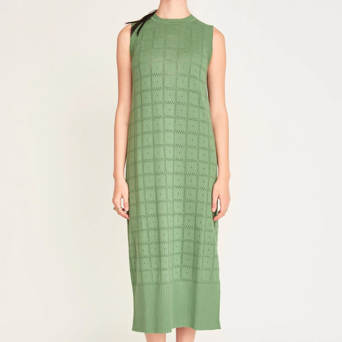 Kona Pointelle Knit Dress in Mint | MIRTH