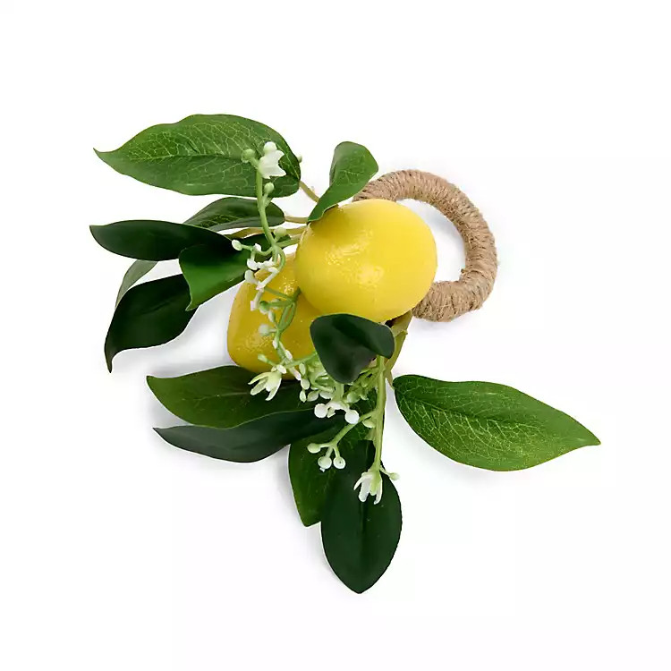 New! Lemon Greenery Napkin Rings, Set of 4 | Kirklands