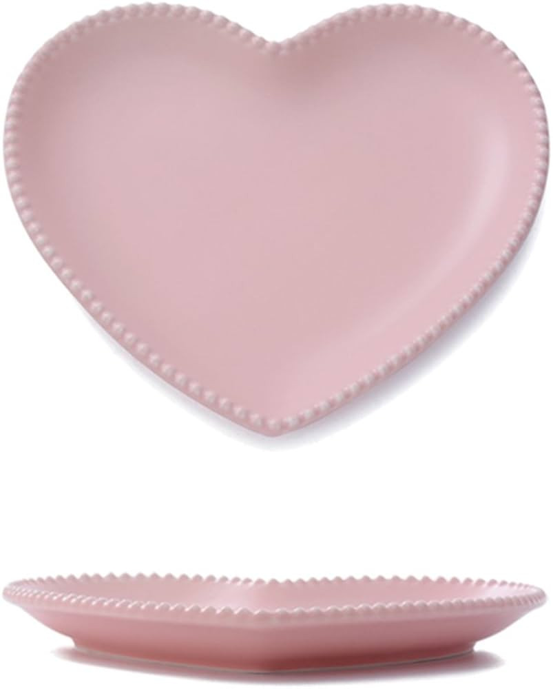 CHOOLD Elegant Ceramic Heart Shaped Dessert Plate for Kitchen Party, 7 Inch - 1 PCS | Amazon (US)