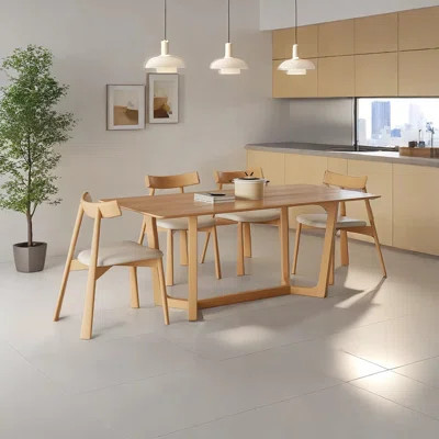 Simple art solid wood dining table and chair set | Wayfair North America