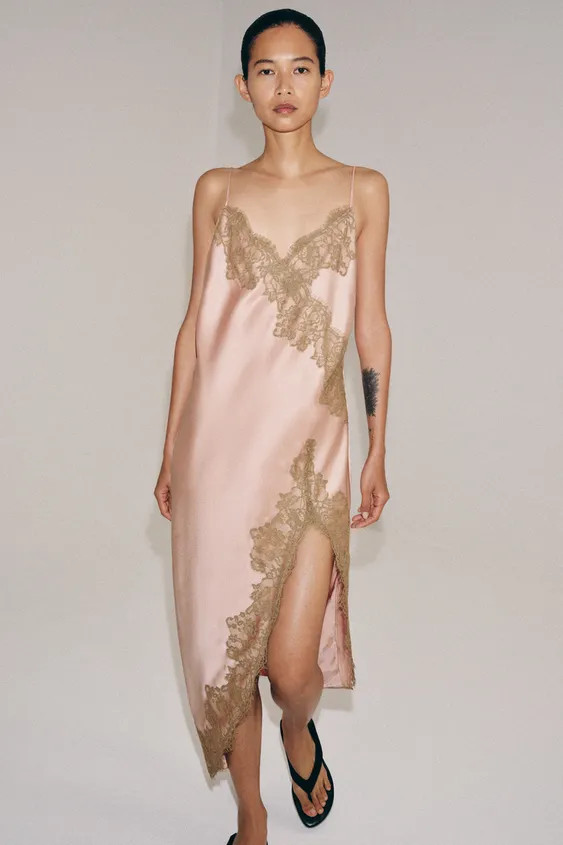 ZW COLLECTION SATIN LACE DRESS | Zara UK